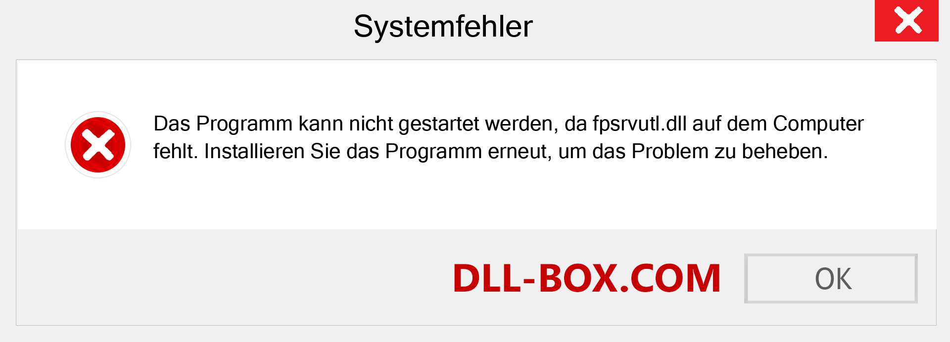 fpsrvutl.dll-Datei fehlt?. Download für Windows 7, 8, 10 - Fix fpsrvutl dll Missing Error unter Windows, Fotos, Bildern