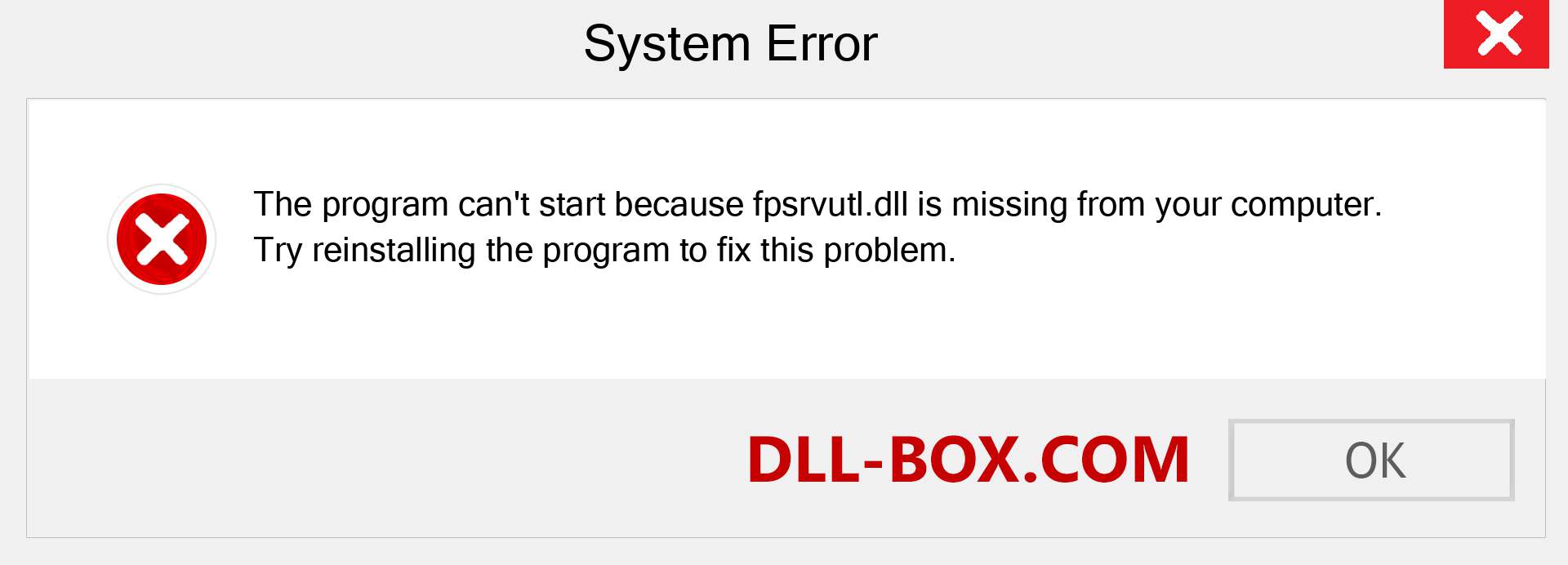  fpsrvutl.dll file is missing?. Download for Windows 7, 8, 10 - Fix  fpsrvutl dll Missing Error on Windows, photos, images
