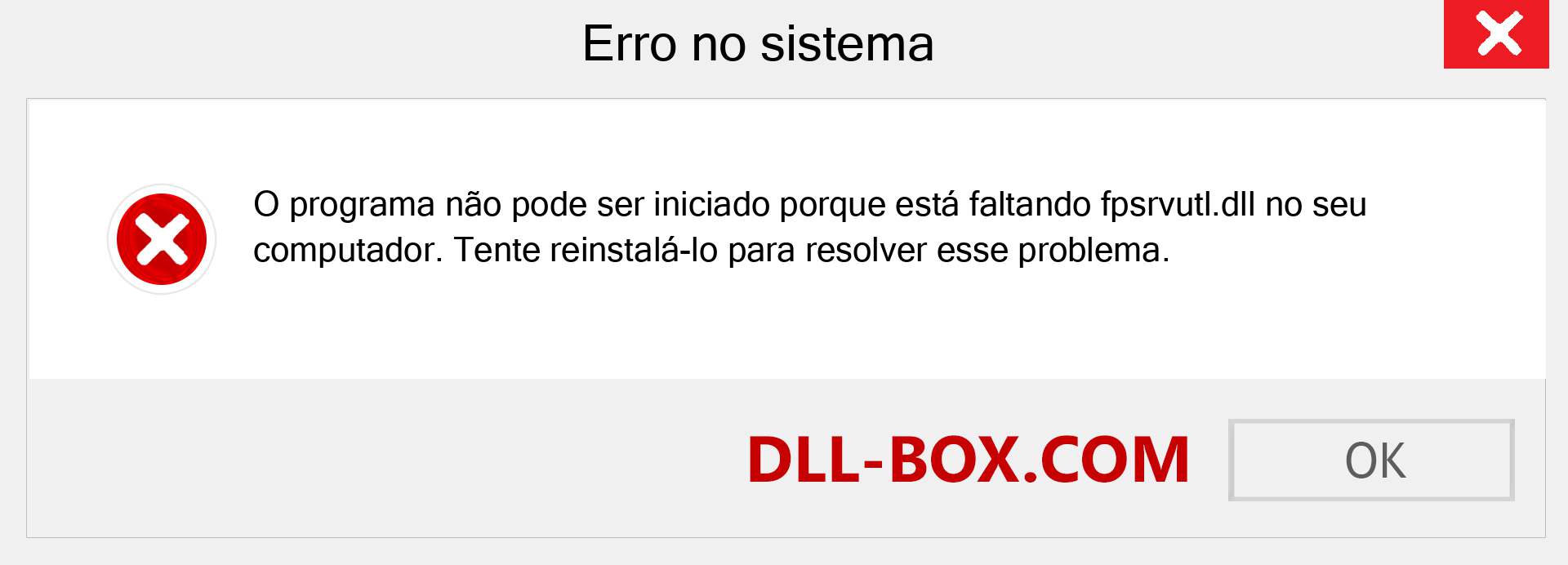 Arquivo fpsrvutl.dll ausente ?. Download para Windows 7, 8, 10 - Correção de erro ausente fpsrvutl dll no Windows, fotos, imagens